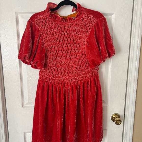 NWT Free People Medium Gum Drop Mini Dress Red / Tangerine - Picture 4 of 6